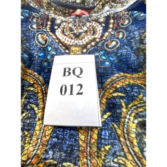 From The Heart Top/Tunic Womens Size L Blue Multicolored 3/4 Sleeves Lined Round - Picture 6 of 6